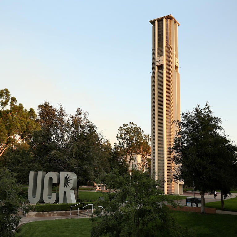 Bell tower and UCR sign